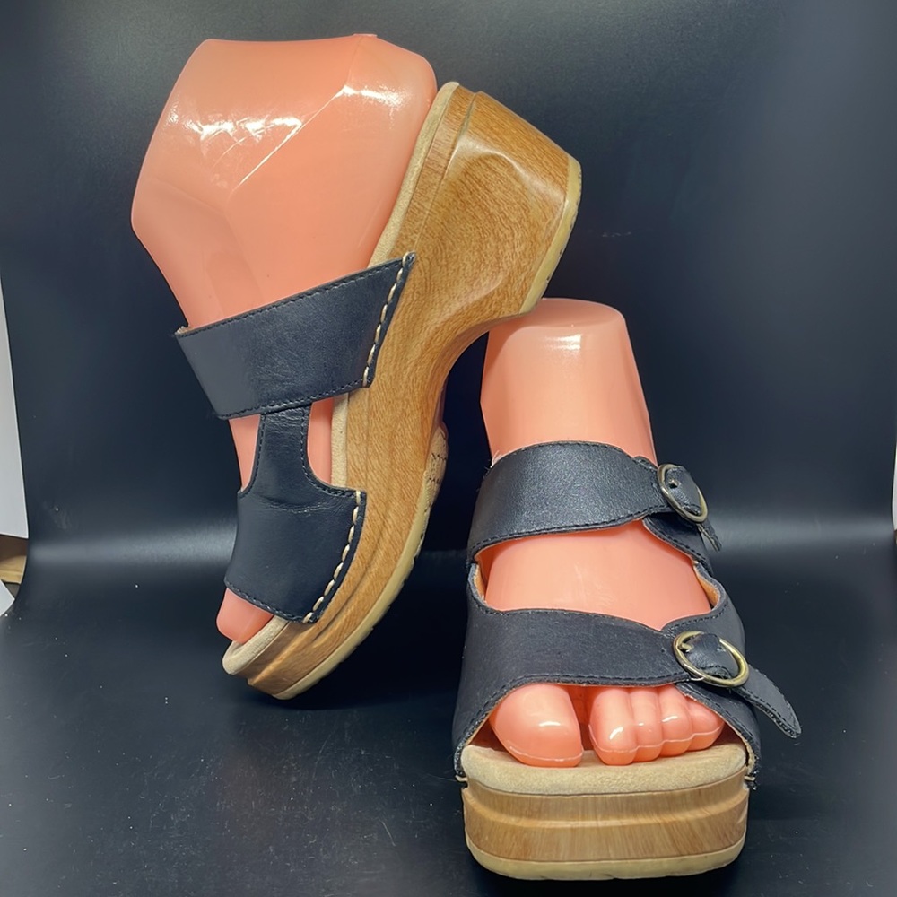 Sanita black Slide Sandals Double buckle Straps Size 36 US 5